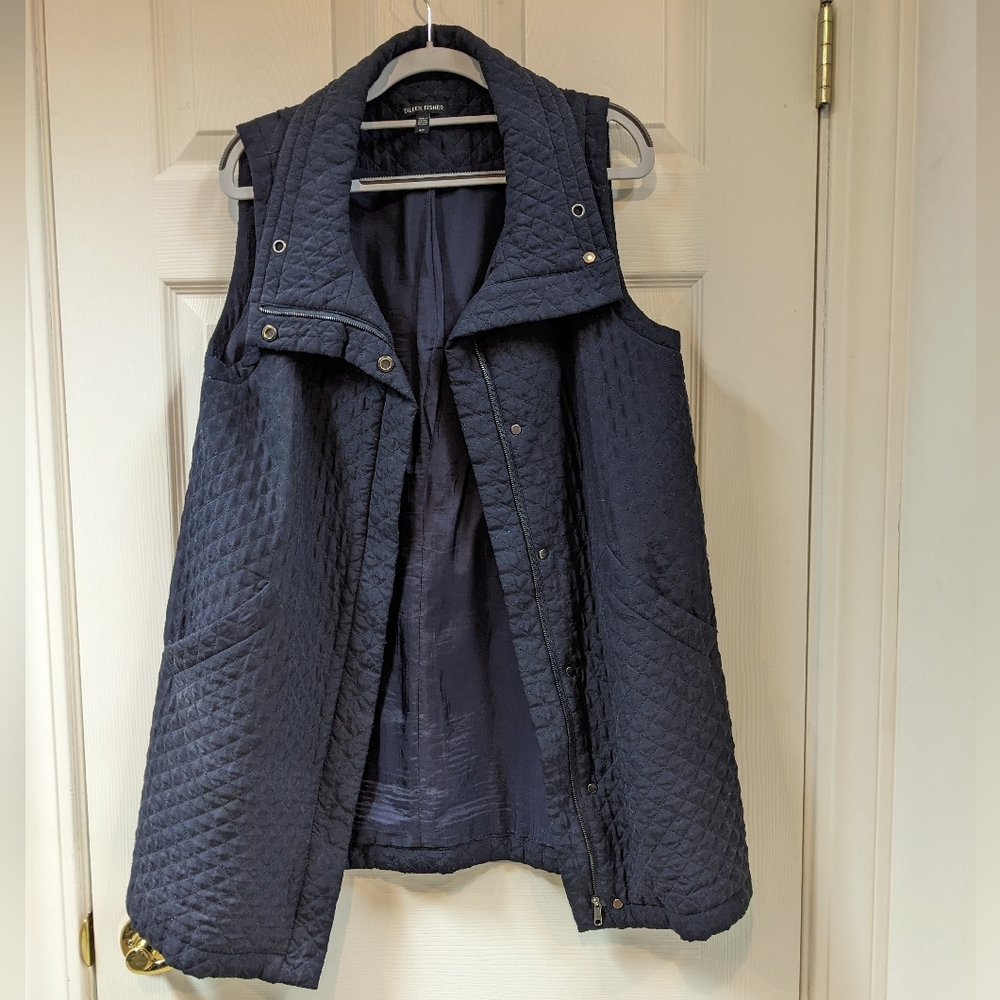 Eileen Fisher Quilted Vest in Deep Blue